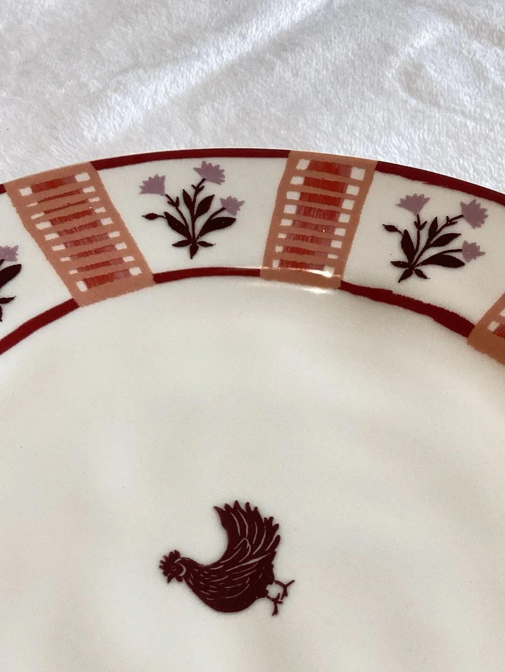 Anthropologie Mille Stoneware Plate Side Dessert New Farm Rooster Chicken 8.25”